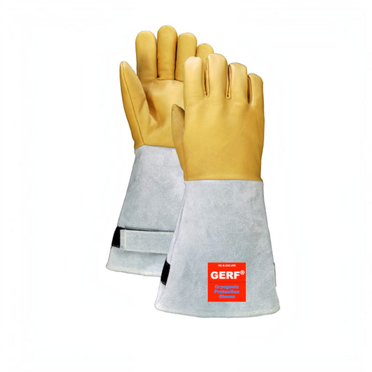 Guantes criogénicos GERF® Certified Cryogenic Gloves de cuero vacuno con puño largo para protección industrial extrema