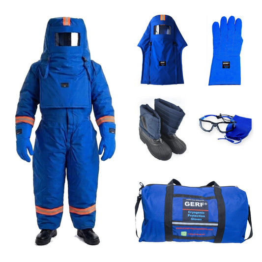 GERF® Waterproof Cryogenic Suit Safety Kit | Full-Body PPE | Scuba Hood + Certified Gloves + Boots + Carry Bag | -196°C