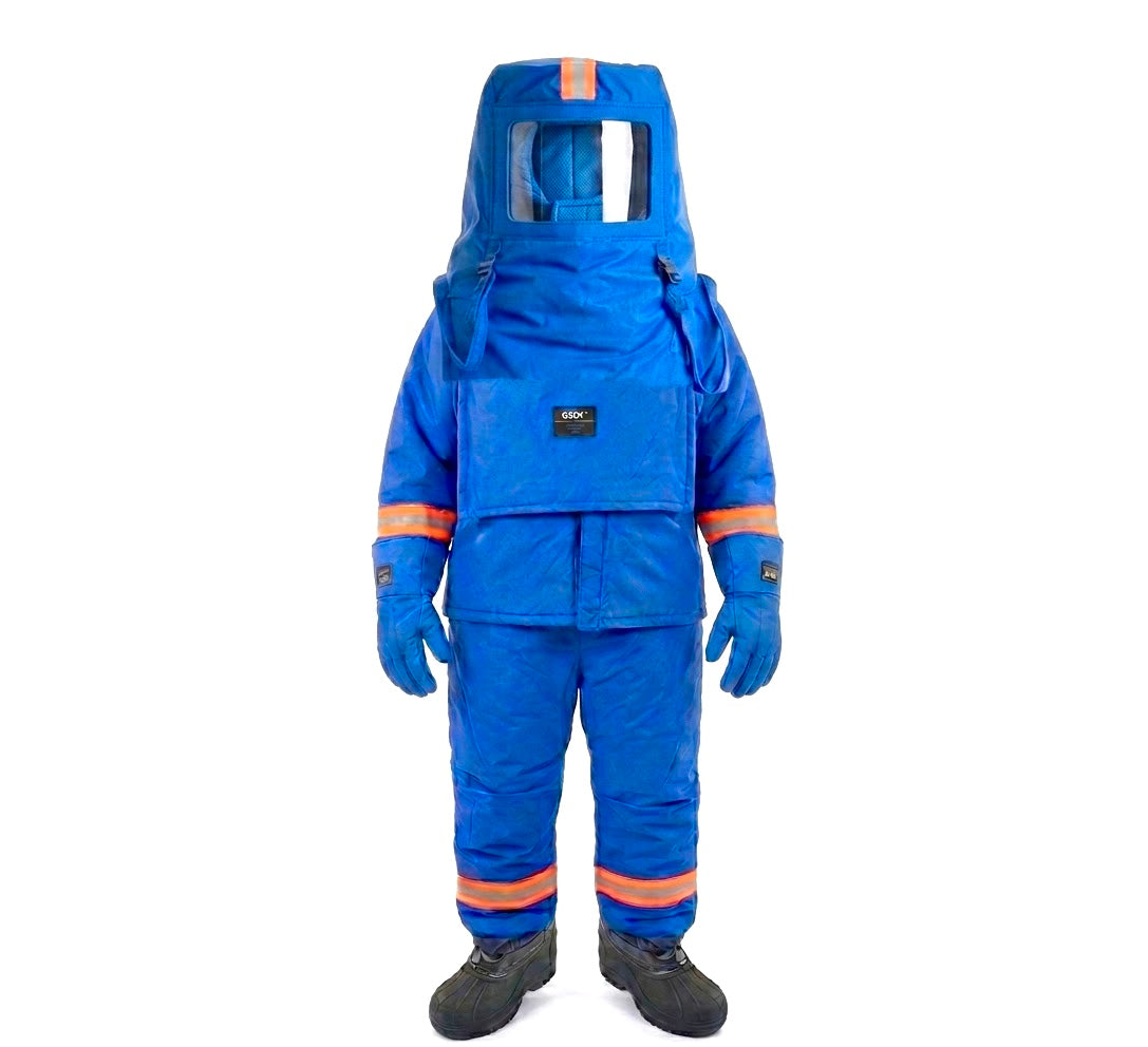 GERF® Kit de seguridad de traje criogénico impermeable | EPP de cuerpo completo | Gorro de buceo + Guantes certificados + Bolsa de transporte | -196 °C