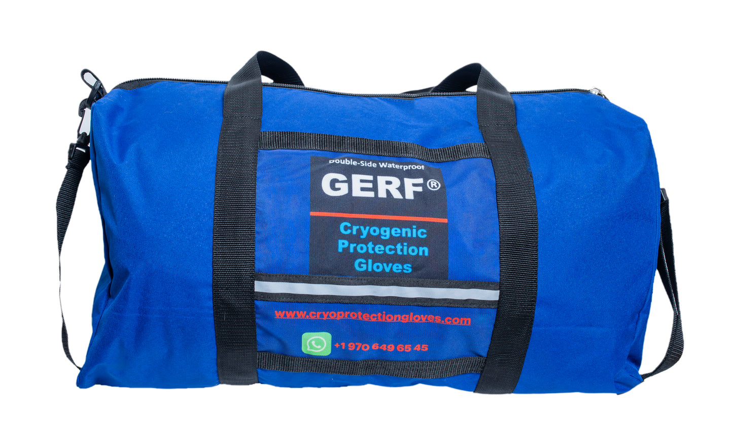 GERF® Kit de seguridad de traje criogénico impermeable | EPP de cuerpo completo | Gorro de buceo + Guantes certificados + Bolsa de transporte | -196 °C