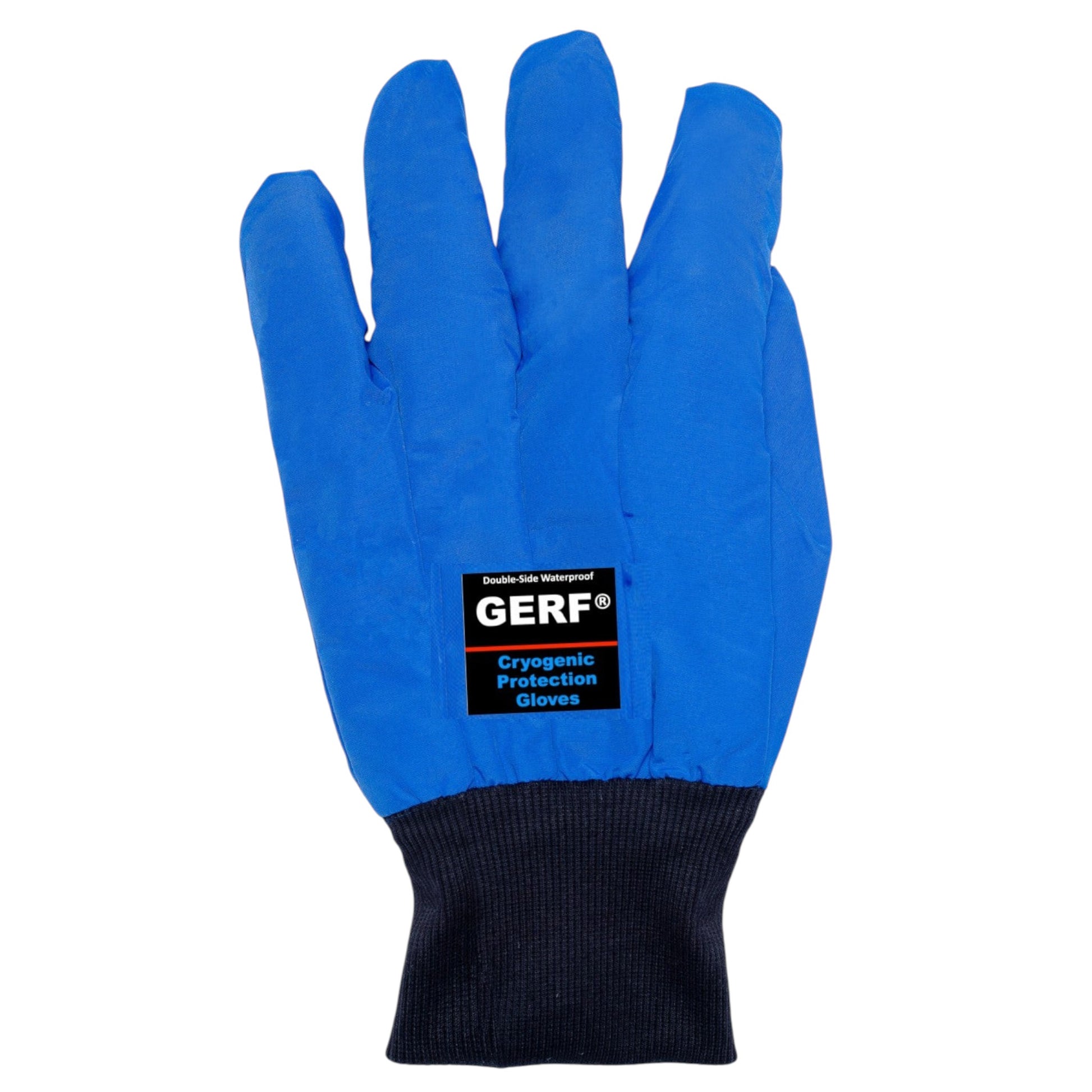 GERF® Certified Cryogenic Gloves, azules, impermeables, con refuerzos en pulgar e índice para mejor agarre.