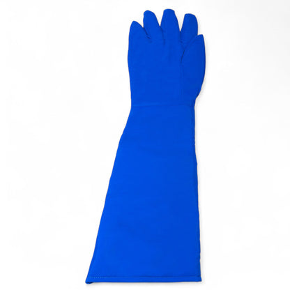 Guantes criogénicos GERF® Certified Cryogenic Gloves azules de doble impermeabilidad hasta el codo, con refuerzos en pulgar e índice para mejor agarre.
